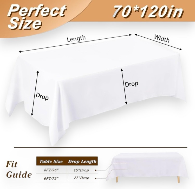 Rectangle Table Linen - White